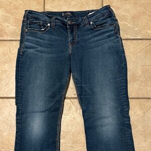 Women's Silver Suki Fluid Denim Mid Slim Bootcut Jeans Size 16 L 33 Comfortable